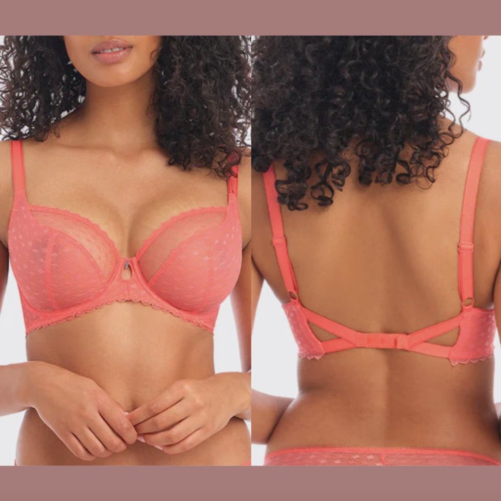 NWT $58 Freya [ 28I ] Signature Plunge Bra Hot‎ Coral #6010